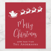Vrolijk kerstkerstkerstkerstkerstrenrenrenrood wijn etiket (Enkel label)