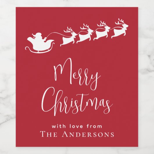 Vrolijk kerstkerstkerstkerstkerstrenrenrenrood wijn etiket (Enkel label)