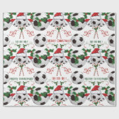 Vrolijk kerstkerstVoetbal kerstman Cadeaupapier (Vlak)