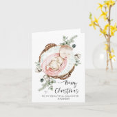 Vrolijk kerstkind meisje dochter van mama papa kaart (Gele Bloem)