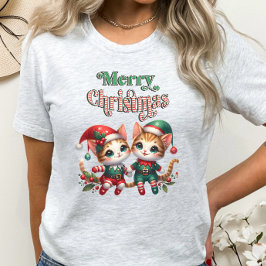 Vrolijk Kerstkitten Elfen T-shirt