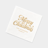 Vrolijk kerstklassiek retro script vakantiefeest folie servetten (Links)