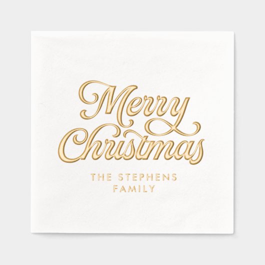 Vrolijk kerstklassiek retro script vakantiefeest folie servetten (Voorkant)