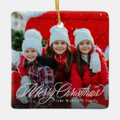 Vrolijk kerstklassiek script één fotovakantie keramisch ornament (Voorkant)