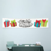 Vrolijk kerstkleurrijke cadeautjes cadeaus spandoek (Beurs)