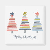 Vrolijk kerstkleurrijke gestapelde bomen magneet (Voorkant)