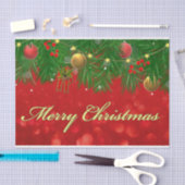 Vrolijk kerstkleurrijke rode en gouden Ornamenten Tissuepapier (Craft)