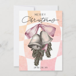 vrolijk kerstklokken strikken kerst feestdagenkaart