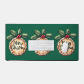 Vrolijk kerstkoekje met Holly Berries Bureaumat (Keyboard & Muis)