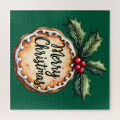 Vrolijk kerstkoekje met Holly Berries Legpuzzel (Horizontaal)