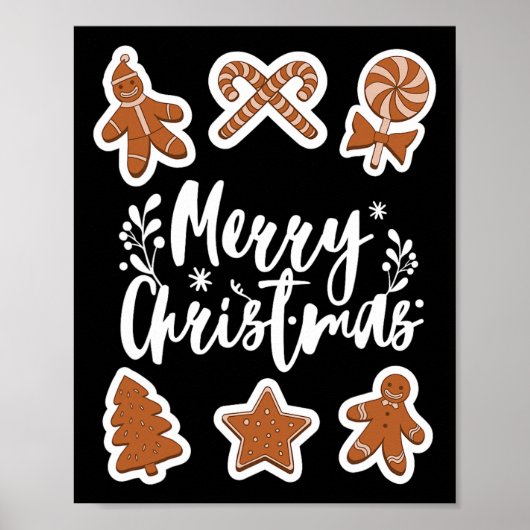 Vrolijk kerstkoekjes Gingerbread Man Tree Bakin Poster (Voorkant)