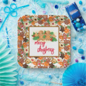 Vrolijk kerstkoekjes papieren bordje (Feest)