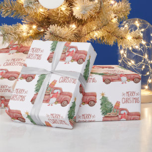 Vrolijk kerstkoepel met Red Truck Cadeaupapier