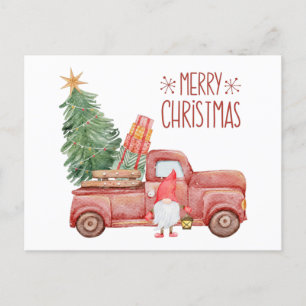 Vrolijk kerstkoepel met Red Truck Feestdagenkaart