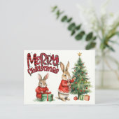 Vrolijk kerstkonijn briefkaart (Staand voorkant)