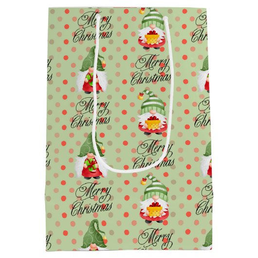 Vrolijk kerstkoom en Stippen Medium Cadeauzakje (Achterkant)