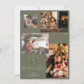 Vrolijk Kerstkrans Initiaal op Groen 4 Foto V (Voorkant)