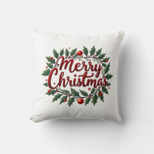 Vrolijk kerstkrans kussen