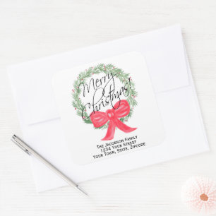 Vrolijk kerstkrans retouradres of cadeau Label