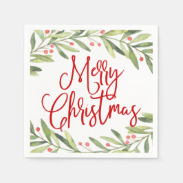 Vrolijk Kerstkrans Vakantie Cocktail Party Servet