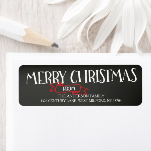 Vrolijk kerstkrijtbord Adresetiketten Etiket (Insitu)
