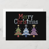 Vrolijk Kerstkruis Kerstboom Retro Feestdagenkaart (Voorkant / Achterkant)