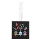 Vrolijk Kerstkruis Kerstboom Retro Kubus Ornament (Voorkant)