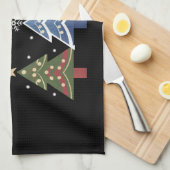 Vrolijk Kerstkruis Kerstboom Retro Theedoek (Quarter Fold)