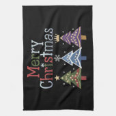 Vrolijk Kerstkruis Kerstboom Retro Theedoek (Verticaal)