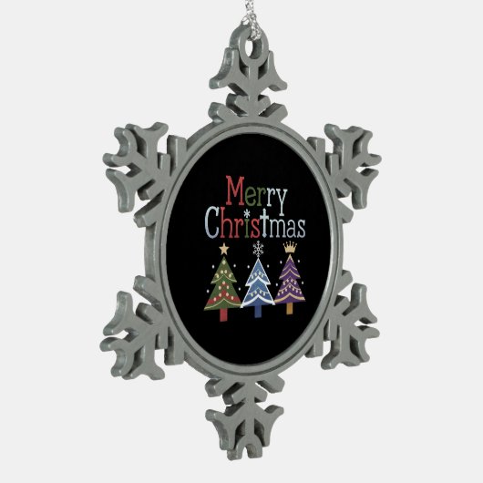 Vrolijk Kerstkruis Kerstboom Retro Tin Sneeuwvlok Ornament (Links)