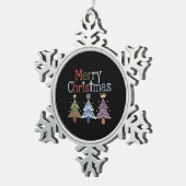 Vrolijk Kerstkruis Kerstboom Retro Tin Sneeuwvlok Ornament (Rechts)