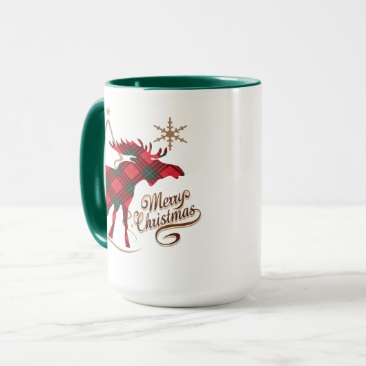 Vrolijk kerstland stijl Rood met Pset Moose Mok (Voorkant links)