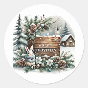 Vrolijk kerstland thuis ronde sticker
