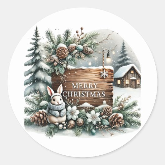 Vrolijk kerstland thuis ronde sticker (Voorkant)