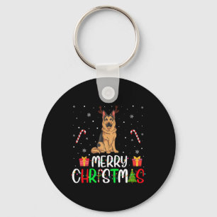 Vrolijk kerstlicht Duitse herdershond Reindee Sleutelhanger