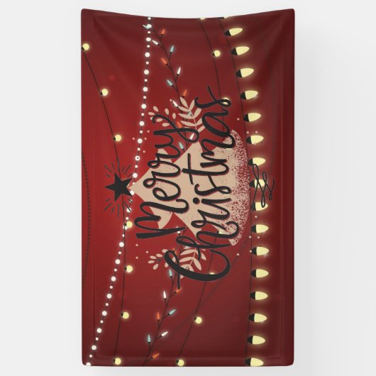 Vrolijk kerstlicht en -boom spandoek (Verticaal)