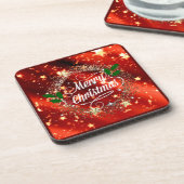 Vrolijk kerstlicht en glans bier onderzetter (Linkerzijde)