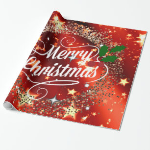 Vrolijk kerstlicht en glans cadeaupapier