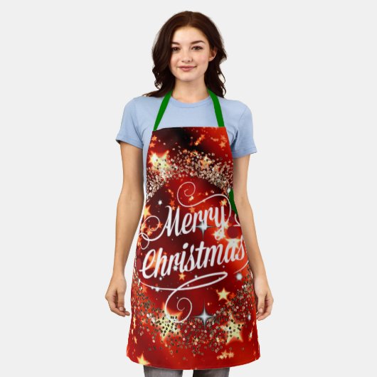 Vrolijk kerstlicht en glans schort (Gedragen)