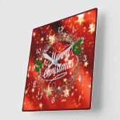 Vrolijk kerstlicht en glans vierkante klok (Hoek)