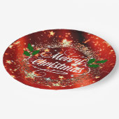 Vrolijk kerstlicht en glitter papieren bordje (Gekanteld)