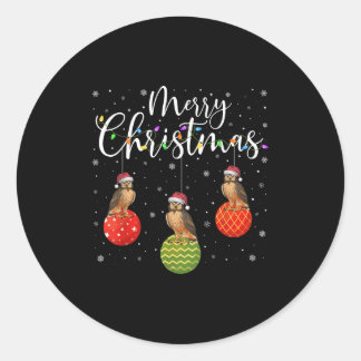 Vrolijk Kerstlicht Santa Hat Hawk Lelijke Kerstmis Ronde Sticker