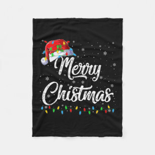Vrolijk Kerstlicht Santa Hat Xmas Familie Mannen W Fleece Deken