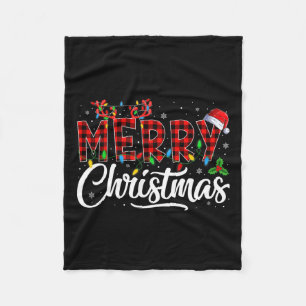 Vrolijk Kerstlicht Santa Hat Xmas Familie Mannen W Fleece Deken