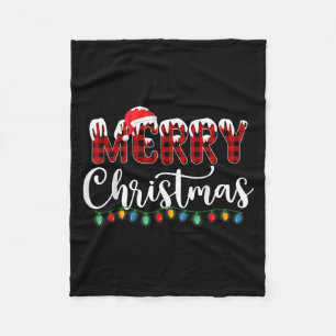 Vrolijk kerstlicht Sneeuwrood Buffalo Plaid Sant Fleece Deken
