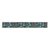 Vrolijk kerstlint Santa Star Zwart Turquoise Grosgrain Lint (Voorkant)