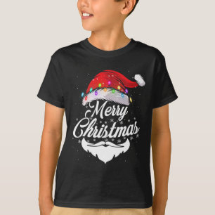Vrolijk Kerstman Gezicht Met Rood Pet Lichten XMA T-shirt