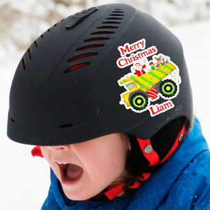 Vrolijk kerstman in dump met elf, Rudolph Sticker