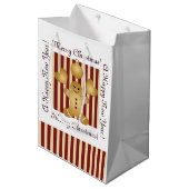 Vrolijk kerstman met rode streep medium cadeauzakje (Voorkant Gekanteld)