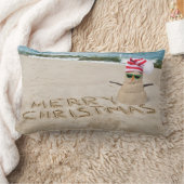 Vrolijk kerstman op strand kussen (Deken)